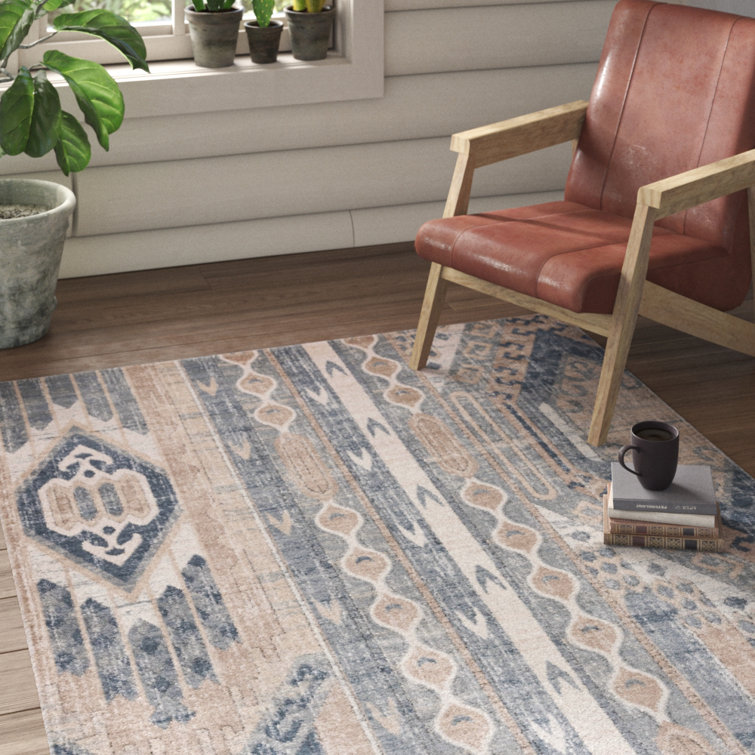 Foundstone™ Venice Striped Navy Blue Area Rug & Reviews Wayfair